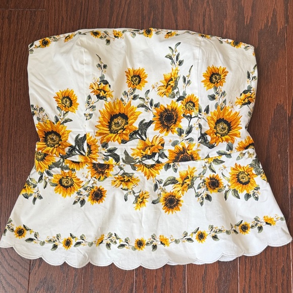 White House Black Market Tops - White House Black Market White and Yellow Floral Top